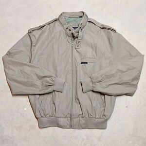 *READ* Vintage Members Only Retro Tan Classic Racer Bomber Jacket Size 42 (M/L)